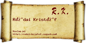 Rádai Kristóf névjegykártya